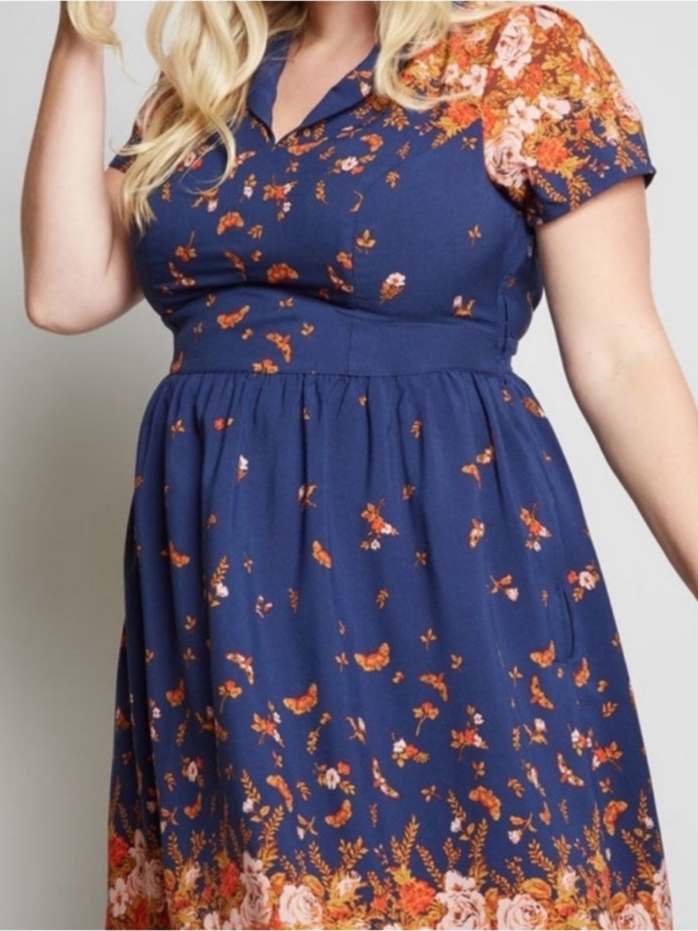 ModCloth Lively Identity Floral and Butterfly Dress with pockets